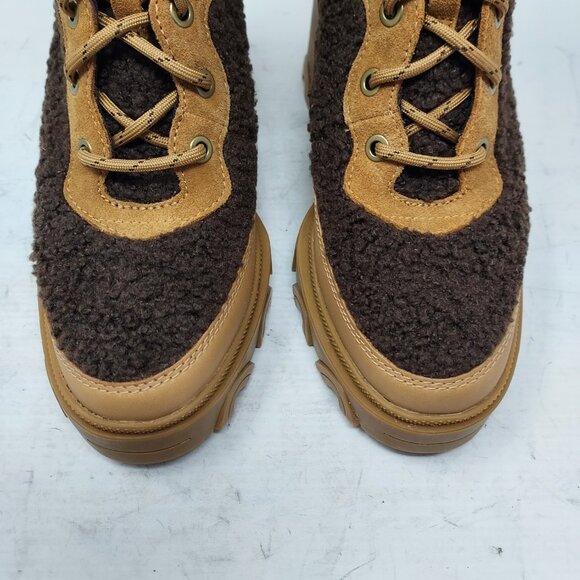 SOREL BROWN BREX WATERPROOF SHEARLING HEEL COZY LACE UP BOOT - Picture 8 of 10